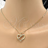 Oro Laminado Pendant Necklace, Gold Filled Style Heart Design, with White Cubic Zirconia, Polished, Golden Finish, 04.99.0039.18 (02 MM Thickness, 18 Inches Length)