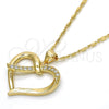 Oro Laminado Pendant Necklace, Gold Filled Style Heart Design, with White Cubic Zirconia, Polished, Golden Finish, 04.99.0039.18 (02 MM Thickness, 18 Inches Length)
