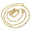 Oro Laminado Pendant Necklace, Gold Filled Style Heart Design, with White Cubic Zirconia, Polished, Golden Finish, 04.99.0039.18 (02 MM Thickness, 18 Inches Length)