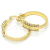Oro Laminado Small Hoop, Gold Filled Style with White Crystal, Matte Finish, Golden Finish, 5.140.019.25