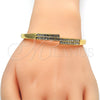 Oro Laminado Individual Bangle, Gold Filled Style with White Crystal, Polished, Golden Finish, 07.252.0052.04 (04 MM Thickness, Size 4 (2.25 Diameter))
