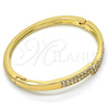 Oro Laminado Individual Bangle, Gold Filled Style with White Crystal, Polished, Golden Finish, 07.252.0052.04 (04 MM Thickness, Size 4 (2.25 Diameter))
