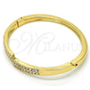 Oro Laminado Individual Bangle, Gold Filled Style with White Crystal, Polished, Golden Finish, 07.252.0052.04 (04 MM Thickness, Size 4 (2.25 Diameter))