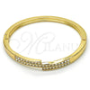 Oro Laminado Individual Bangle, Gold Filled Style with White Crystal, Polished, Golden Finish, 07.252.0052.04 (04 MM Thickness, Size 4 (2.25 Diameter))