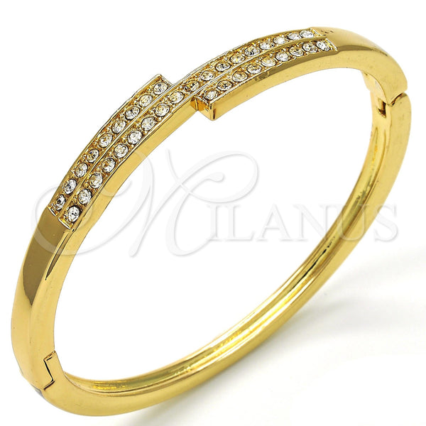 Gold Filled Jewelry — Individual Bangle with White Crystal Polished 07. 04 — main product view — SKU 117170 | Oro Laminado joyería — Individual Bangle with cristal blanco pulido 07. 04 — SKU 117170