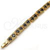 Oro Laminado Fancy Bracelet, Gold Filled Style with Black Cubic Zirconia, Polished, Golden Finish, 03.266.0020.07 (04 MM Thickness, 7 Inches Length)