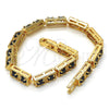 Oro Laminado Fancy Bracelet, Gold Filled Style with Black Cubic Zirconia, Polished, Golden Finish, 03.266.0020.07 (04 MM Thickness, 7 Inches Length)