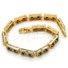 Oro Laminado Fancy Bracelet, Gold Filled Style with Black Cubic Zirconia, Polished, Golden Finish, 03.266.0020.07 (04 MM Thickness, 7 Inches Length)