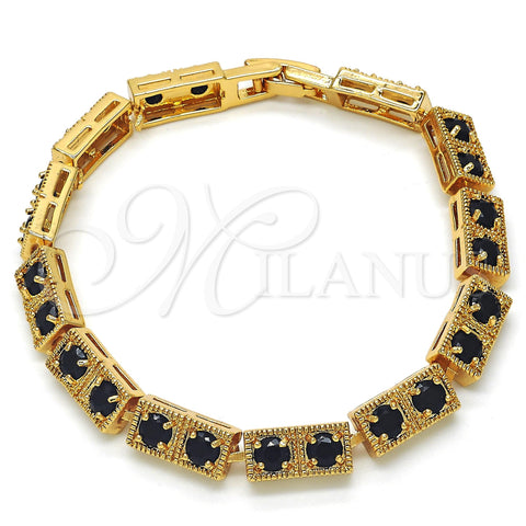 Oro Laminado Fancy Bracelet, Gold Filled Style with Black Cubic Zirconia, Polished, Golden Finish, 03.266.0020.07 (04 MM Thickness, 7 Inches Length)
