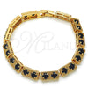 Oro Laminado Fancy Bracelet, Gold Filled Style with Black Cubic Zirconia, Polished, Golden Finish, 03.266.0020.07 (04 MM Thickness, 7 Inches Length)