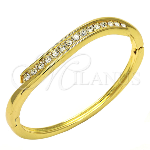 Gold Filled Jewelry — Individual Bangle with White Crystal Polished 07. 04 — main product view — SKU 117194 | Oro Laminado joyería — Individual Bangle with cristal blanco pulido 07. 04 — SKU 117194