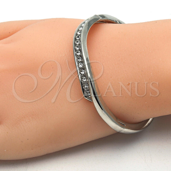 White Gold Filled Jewelry — Individual Bangle with White Crystal Polished 07. 04 — alternate product view — SKU 117195 | Oro Laminado Blanco joyería — Individual Bangle with cristal blanco pulido 07. 04 — SKU 117195