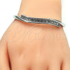 Rhodium Gold Filled Individual Bangle, with White Crystal, Polished, Rhodium Finish, 07.252.0057.1.04 (04 MM Thickness, Size 4 (2.25 Diameter))
