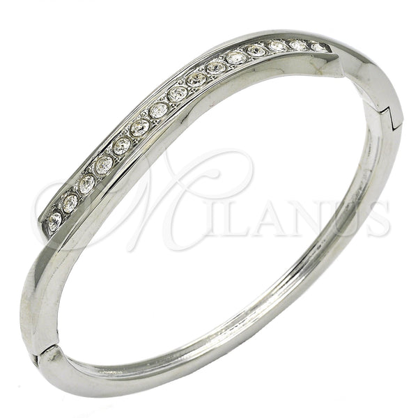 White Gold Filled Jewelry — Individual Bangle with White Crystal Polished 07. 04 — main product view — SKU 117195 | Oro Laminado Blanco joyería — Individual Bangle with cristal blanco pulido 07. 04 — SKU 117195