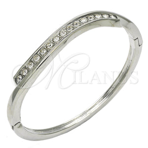 White Gold Filled Jewelry — Individual Bangle with White Crystal Polished 07. 04 — main product view — SKU 117195 | Oro Laminado Blanco joyería — Individual Bangle with cristal blanco pulido 07. 04 — SKU 117195