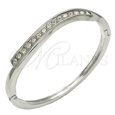 Rhodium Plated Individual Bangle, with White Crystal, Polished, Rhodium Finish, 07.252.0057.1.04 (04 MM Thickness, Size 4 (2.25 Diameter))