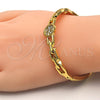 Oro Laminado Individual Bangle, Gold Filled Style with White Crystal, Polished, Golden Finish, 07.252.0058.04 (04 MM Thickness, Size 4 (2.25 Diameter))