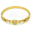 Oro Laminado Individual Bangle, Gold Filled Style with White Crystal, Polished, Golden Finish, 07.252.0058.04 (04 MM Thickness, Size 4 (2.25 Diameter))