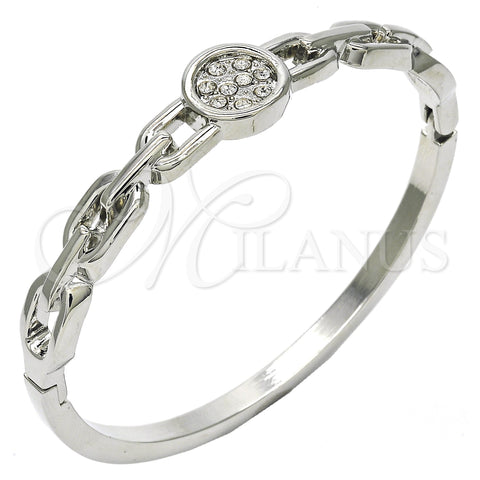 Rhodium Plated Individual Bangle, with White Crystal, Polished, Rhodium Finish, 07.252.0058.1.04 (04 MM Thickness, Size 4 (2.25 Diameter))