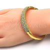 Oro Laminado Individual Bangle, Gold Filled Style with White Crystal, Polished, Golden Finish, 07.252.0059.04 (04 MM Thickness, Size 4 (2.25 Diameter))