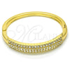Oro Laminado Individual Bangle, Gold Filled Style with White Crystal, Polished, Golden Finish, 07.252.0059.04 (04 MM Thickness, Size 4 (2.25 Diameter))