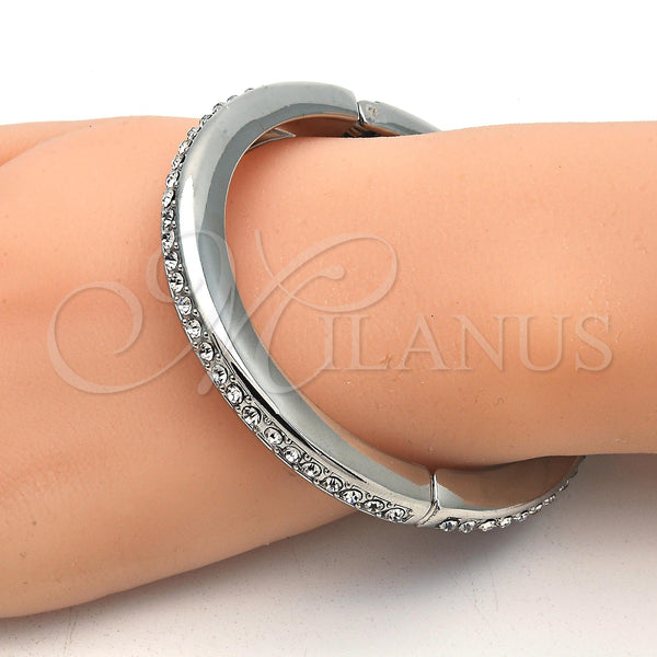 White Gold Filled Jewelry — Individual Bangle with White Crystal Polished 07. 08 — alternate product view — SKU 117218 | Oro Laminado Blanco joyería — Individual Bangle with cristal blanco pulido 07. 08 — SKU 117218