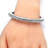 Rhodium Gold Filled Individual Bangle, with White Crystal, Polished, Rhodium Finish, 07.252.0063.1.04 (08 MM Thickness, Size 4 (2.25 Diameter))