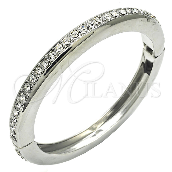 White Gold Filled Jewelry — Individual Bangle with White Crystal Polished 07. 08 — main product view — SKU 117218 | Oro Laminado Blanco joyería — Individual Bangle with cristal blanco pulido 07. 08 — SKU 117218