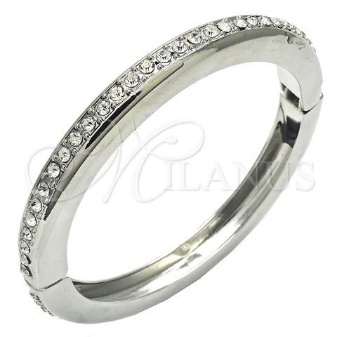 Rhodium Gold Filled Individual Bangle, with White Crystal, Polished, Rhodium Finish, 07.252.0063.1.04 (08 MM Thickness, Size 4 (2.25 Diameter))