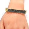 Oro Laminado Individual Bangle, Gold Filled Style with White Crystal, Polished, Golden Finish, 07.252.0064.05 (09 MM Thickness, Size 5 (2.50 Diameter))