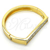 Oro Laminado Individual Bangle, Gold Filled Style with White Crystal, Polished, Golden Finish, 07.252.0064.05 (09 MM Thickness, Size 5 (2.50 Diameter))