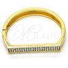 Oro Laminado Individual Bangle, Gold Filled Style with White Crystal, Polished, Golden Finish, 07.252.0064.05 (09 MM Thickness, Size 5 (2.50 Diameter))