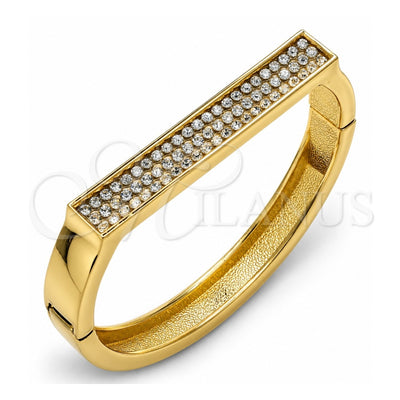 Oro Laminado Individual Bangle, Gold Filled Style with White Crystal, Polished, Golden Finish, 07.252.0064.05 (09 MM Thickness, Size 5 (2.50 Diameter))
