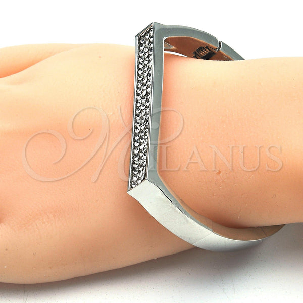 White Gold Filled Jewelry — Individual Bangle with White Crystal Polished 07. 09 — alternate product view — SKU 117222 | Oro Laminado Blanco joyería — Individual Bangle with cristal blanco pulido 07. 09 — SKU 117222