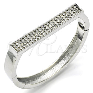 White Gold Filled Jewelry — Individual Bangle with White Crystal Polished 07. 09 — main product view — SKU 117222 | Oro Laminado Blanco joyería — Individual Bangle with cristal blanco pulido 07. 09 — SKU 117222