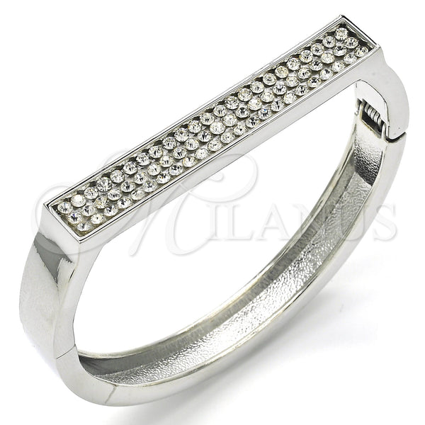 White Gold Filled Jewelry — Individual Bangle with White Crystal Polished 07. 09 — main product view — SKU 117222 | Oro Laminado Blanco joyería — Individual Bangle with cristal blanco pulido 07. 09 — SKU 117222