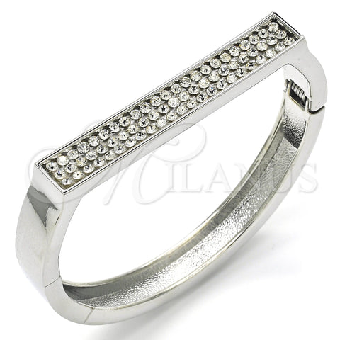 Rhodium Plated Individual Bangle, with White Crystal, Polished, Rhodium Finish, 07.252.0064.1.05 (09 MM Thickness, Size 5 (2.50 Diameter))