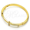 Oro Laminado Individual Bangle, Gold Filled Style Love Design, with White Crystal, Polished, Golden Finish, 07.252.0065.04 (04 MM Thickness, Size 4 (2.25 Diameter))