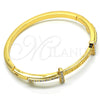 Oro Laminado Individual Bangle, Gold Filled Style Love Design, with White Crystal, Polished, Golden Finish, 07.252.0065.04 (04 MM Thickness, Size 4 (2.25 Diameter))