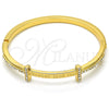 Oro Laminado Individual Bangle, Gold Filled Style Love Design, with White Crystal, Polished, Golden Finish, 07.252.0065.04 (04 MM Thickness, Size 4 (2.25 Diameter))