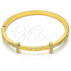 Oro Laminado Individual Bangle, Gold Filled Style Love Design, with White Crystal, Polished, Golden Finish, 07.252.0065.04 (04 MM Thickness, Size 4 (2.25 Diameter))