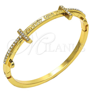 Gold Filled Jewelry — Individual Bangle Love Design with White Crystal Polished — main product view — SKU 117223 | Oro Laminado joyería — Individual Bangle Love diseño with cristal blanco pulido — SKU 117223