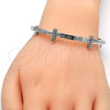 Rhodium Gold Filled Individual Bangle, Love Design, with White Crystal, Polished, Rhodium Finish, 07.252.0065.1.04 (04 MM Thickness, Size 4 (2.25 Diameter))