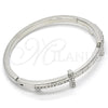 Rhodium Gold Filled Individual Bangle, Love Design, with White Crystal, Polished, Rhodium Finish, 07.252.0065.1.04 (04 MM Thickness, Size 4 (2.25 Diameter))