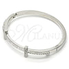 Rhodium Gold Filled Individual Bangle, Love Design, with White Crystal, Polished, Rhodium Finish, 07.252.0065.1.04 (04 MM Thickness, Size 4 (2.25 Diameter))