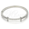 Rhodium Gold Filled Individual Bangle, Love Design, with White Crystal, Polished, Rhodium Finish, 07.252.0065.1.04 (04 MM Thickness, Size 4 (2.25 Diameter))