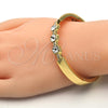 Oro Laminado Individual Bangle, Gold Filled Style with White Crystal, Polished, Golden Finish, 07.252.0068.05 (08 MM Thickness, Size 5 (2.50 Diameter))