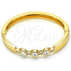 Oro Laminado Individual Bangle, Gold Filled Style with White Crystal, Polished, Golden Finish, 07.252.0068.05 (08 MM Thickness, Size 5 (2.50 Diameter))