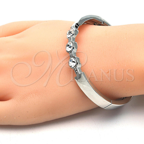 White Gold Filled Jewelry — Individual Bangle with White Crystal Polished 07. 08 — alternate product view — SKU 117236 | Oro Laminado Blanco joyería — Individual Bangle with cristal blanco pulido 07. 08 — SKU 117236