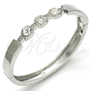 White Gold Filled Jewelry — Individual Bangle with White Crystal Polished 07. 08 — main product view — SKU 117236 | Oro Laminado Blanco joyería — Individual Bangle with cristal blanco pulido 07. 08 — SKU 117236